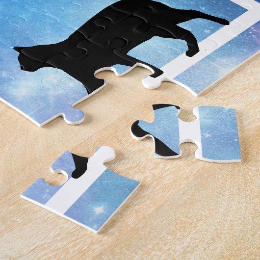 Blaue Galaxie Mädchen und Katzen Puzzle (Seite)