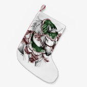 Blaue Galoping-Pferde-Muster Kleiner Weihnachtsstrumpf (Vorderansicht (hängend))