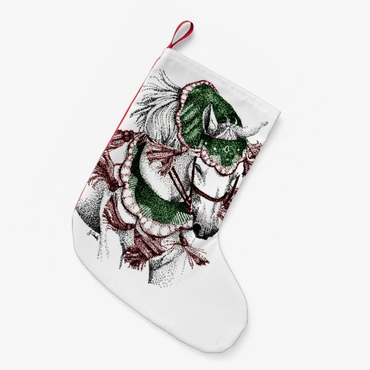 Blaue Galoping-Pferde-Muster Kleiner Weihnachtsstrumpf (Vorderansicht (hängend))