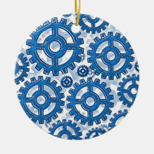 Blaue Gangräder Keramik Ornament