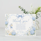 Blaue-Gans-Baby-Shower-Dankeskarten Dankeskarte (Stehend Vorderseite)
