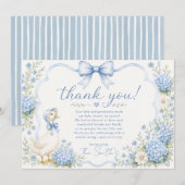 Blaue-Gans-Baby-Shower-Dankeskarten Dankeskarte (Vorne/Hinten)