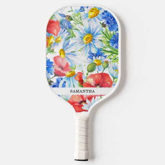 Blaue Gänse und Mohngarten Pickleball Schläger (Rückseite)