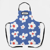 Blaue Gänseblümchen-Blumenmuster-Schriftzug-Kunst Schürze (Vorderseite)