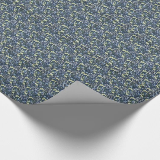 Blaue Gänseblümchen durch William Morris Geschenkpapier (Ecke)
