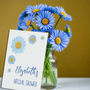 Blaue Gänseblümchen Florale Hochzeitsdusche Sockelschild