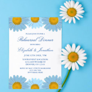 Blaue Gänseblümchen Florales Probedinner Einladung