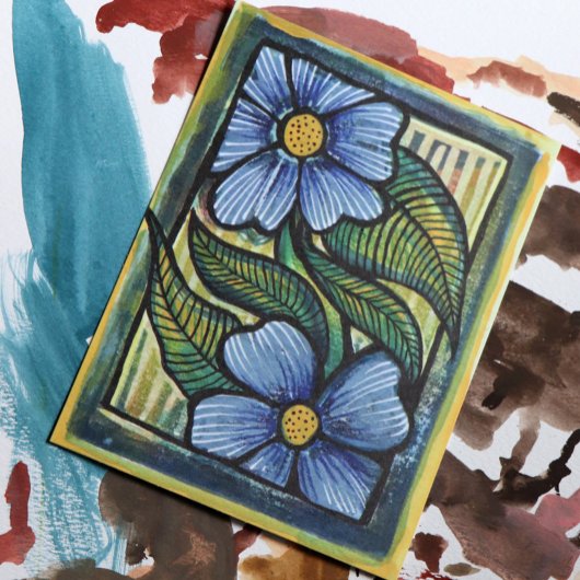 Blaue Gänseblümchen Postkarte