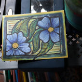 Blaue Gänseblümchen Postkarte