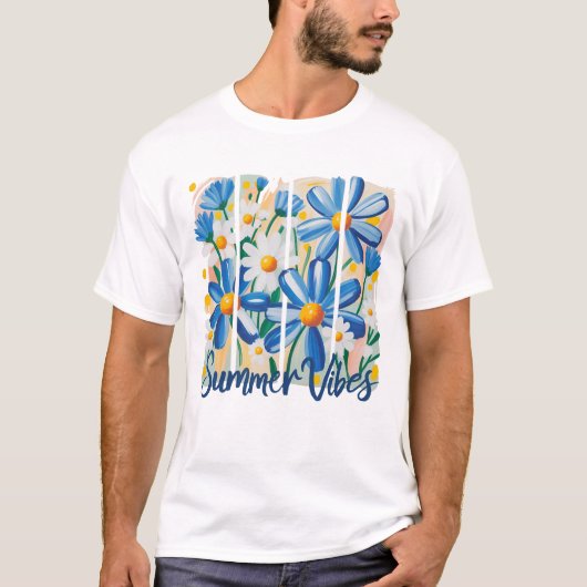 Blaue Gänseblümchen T-Shirt (Vorderseite)
