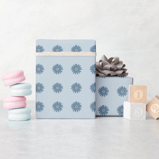 Blaue Gänseblume Geschenkpapier (Babyparty)