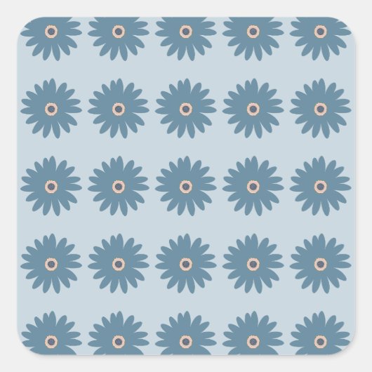 Blaue Gänseblume Quadratischer Aufkleber (Vorderseite)