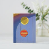 Blaue Garage Tür in Frankreich kein Parkzeichen Postkarte (Stehend Vorderseite)