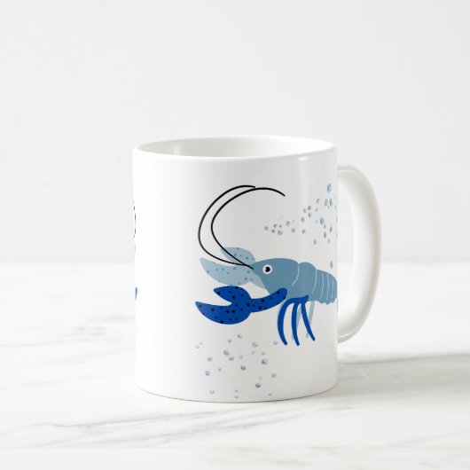 Blaue Garnele mit dunkelblauen Krallen und Blasen Kaffeetasse (VorderseiteRechts)