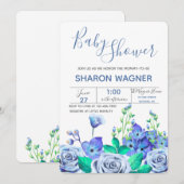 Blaue Garten-Blumen-Einladung Einladung (Vorne/Hinten)