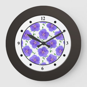 Blaue Garten-mit BlumenBlumen-moderne Stellen Große Wanduhr