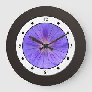 Blaue Garten-mit BlumenBlumen-moderne Stellen Große Wanduhr