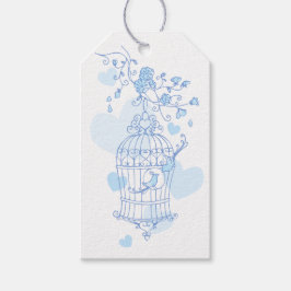 Blaue Gastgeschenk Hochzeit für Vogelkäfige Geschenkanhänger