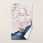 Blaue Gate-Rose Gold-Marmor-Monogramm Badhandtuch Set (Handtuch)
