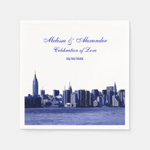 Blaue geätzte NYC-Silhouette, ESB #1 Serviette