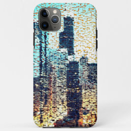 Blaue Gebäude im Mosaikstil mit Relief Case-Mate iPhone Hülle