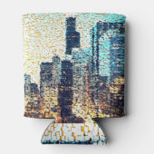 Blaue Gebäude im Mosaikstil mit Relief Dosenkühler (Rückseite)