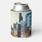 Blaue Gebäude im Mosaikstil mit Relief Dosenkühler (Kanne Rückseite)