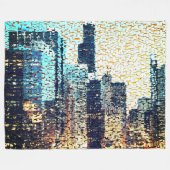 Blaue Gebäude im Mosaikstil mit Relief Fleecedecke (Vorderseite (Horizontal))