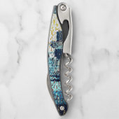 Blaue Gebäude im Mosaikstil mit Relief Kellnermesser (Rückseite)