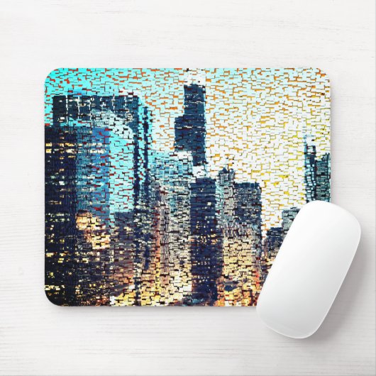 Blaue Gebäude im Mosaikstil mit Relief Mousepad (Mit Mouse)