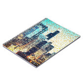 Blaue Gebäude im Mosaikstil mit Relief Notizblock (Linke Seite)