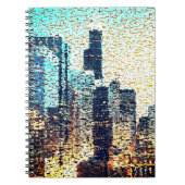 Blaue Gebäude im Mosaikstil mit Relief Notizblock (Vorderseite)