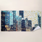 Blaue Gebäude im Mosaikstil mit Relief Strandtuch (Vorderseite)