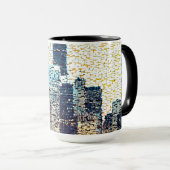 Blaue Gebäude im Mosaikstil mit Relief Tasse (VorderseiteRechts)