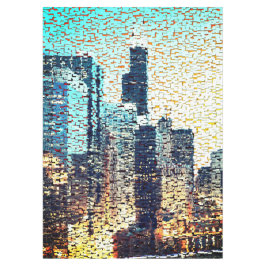 Blaue Gebäude im Mosaikstil mit Relief Tischdecke