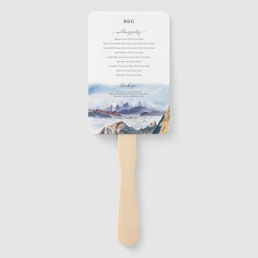 Blaue Gebirge Pine Wedding Fächer (Rückseite)