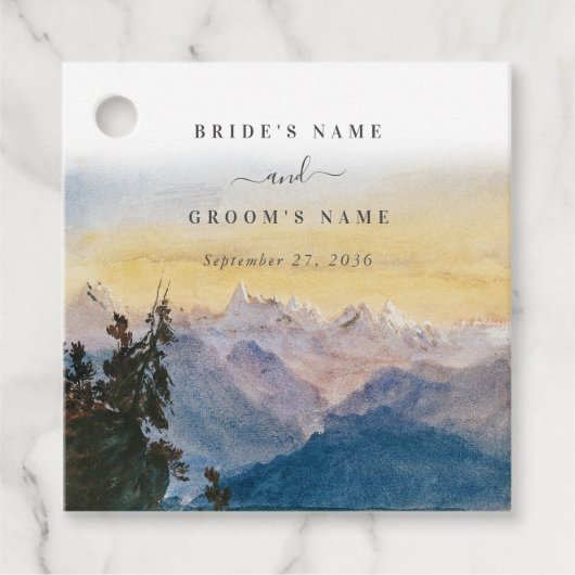 Blaue Gebirge Pine Wedding Geschenkanhänger (Vorderseite)