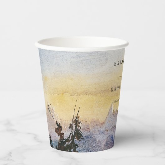 Blaue Gebirge Pine Wedding Pappbecher (Vorderseite)