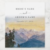 Blaue Gebirge Pine Wedding Weinetikett (Einzelnes Label)