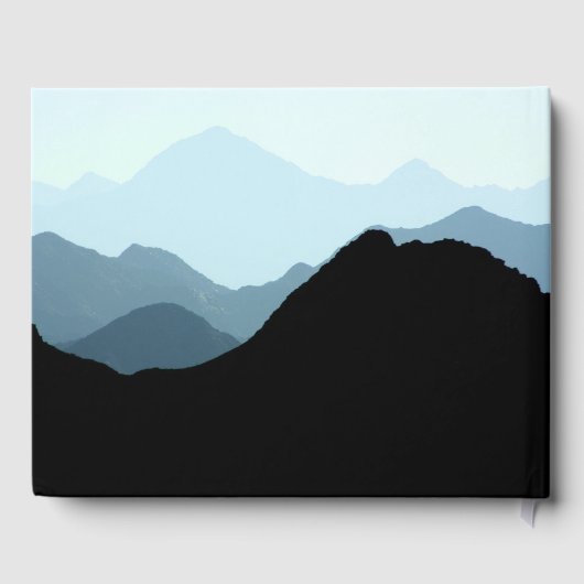 Blaue Gebirgskette, rustikale Hochzeit Gästebuch (Rückseite)