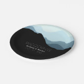 Blaue Gebirgskette, rustikale Hochzeit Pappteller (Schrägansicht)