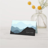 Blaue Gebirgskette, rustikale Hochzeit Platzkarte (Rückseite)