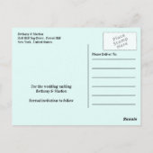 Blaue Gebirgskette, rustikale Hochzeit rettet das Postkarte (Rückseite)