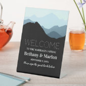 Blaue Gebirgskette, rustikale Hochzeit Sockelschild (In Situ)