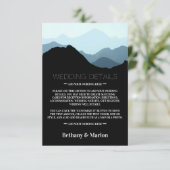 Blaue Gebirgskette, rustikale Hochzeitsdetails Begleitkarte (Stehend Vorderseite)