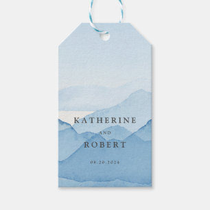 Blaue Gebirgslandschaft Hochzeitmongramm Geschenkanhänger