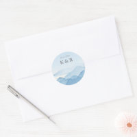 Blaue Gebirgslandschaft Hochzeitmongramm