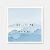 Blaue Gebirgslandschaft Hochzeitmongramm Serviette (Vorderseite)