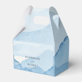 Blaue Gebirgslandschaft Monogramm Hochzeit Geschenkschachtel (Vorderseite)