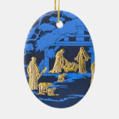 Blaue Geburt Christi Keramikornament (Hinten)